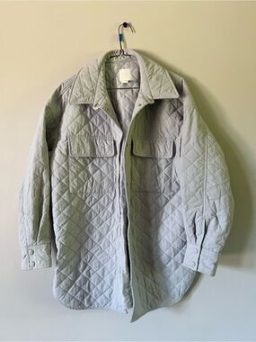 H&M Light Gray Quilted Shacket Jacket